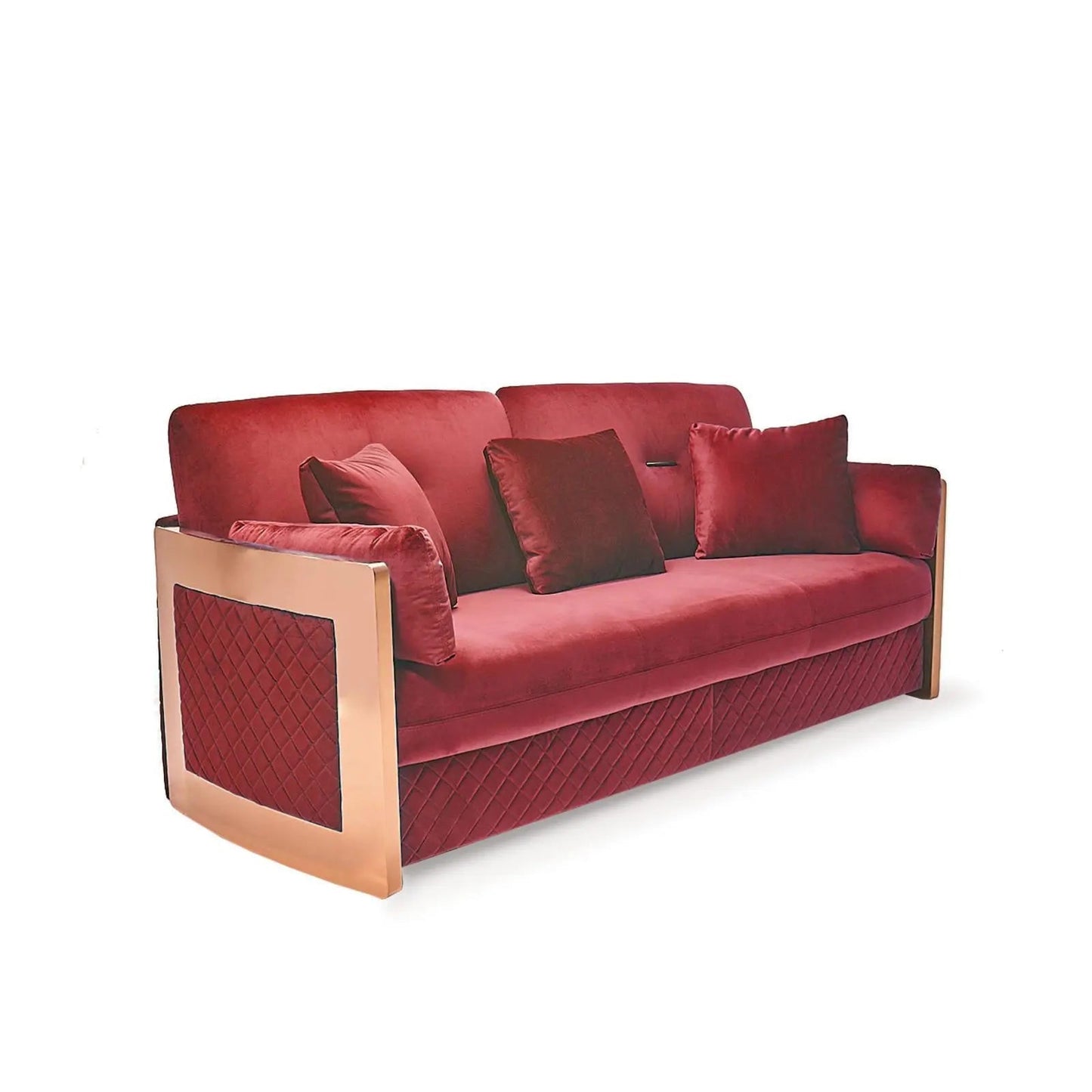 Adagio Rose Gold Luxury Sofa Set in Burgundy