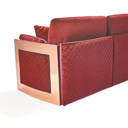 Adagio Rose Gold Luxury Sofa Set in Burgundy