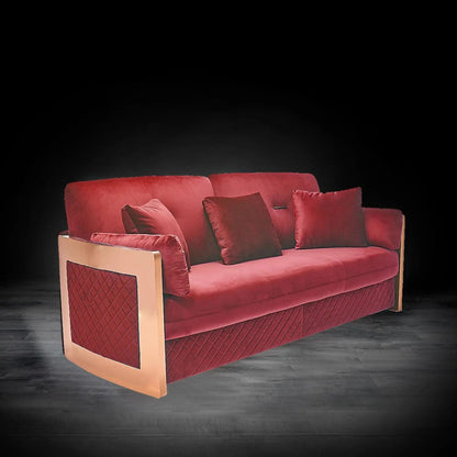Adagio Rose Gold Luxury Sofa Set in Burgundy