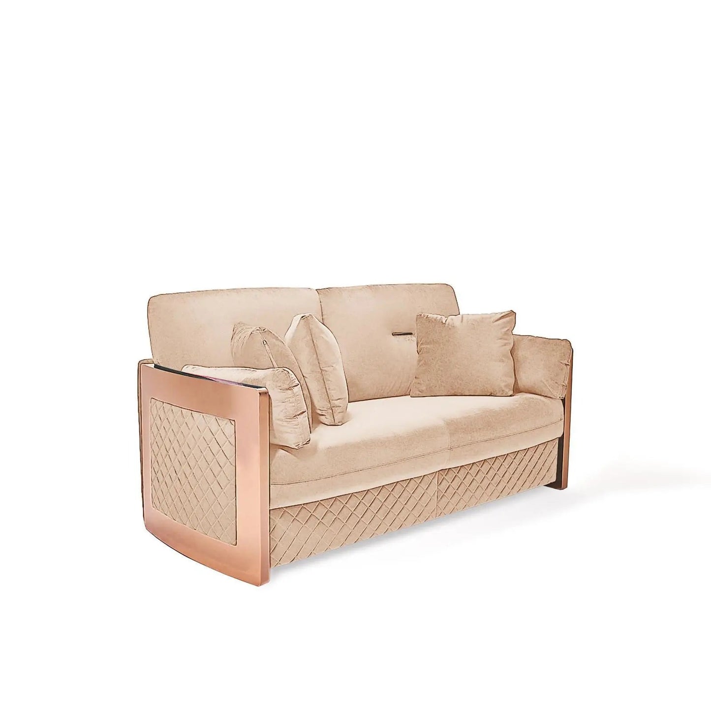 Adagio Rose Gold Luxury Sofa Set in Dark Beige