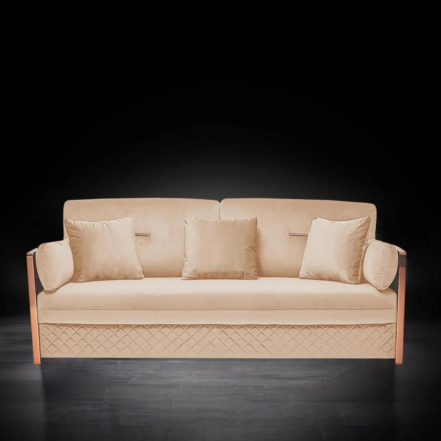 Adagio Rose Gold Luxury Sofa Set in Dark Beige