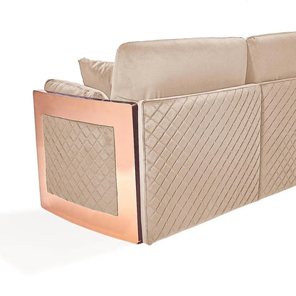 Adagio Rose Gold Luxury Sofa Set in Dark Beige
