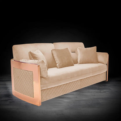Adagio Rose Gold Luxury Sofa Set in Dark Beige