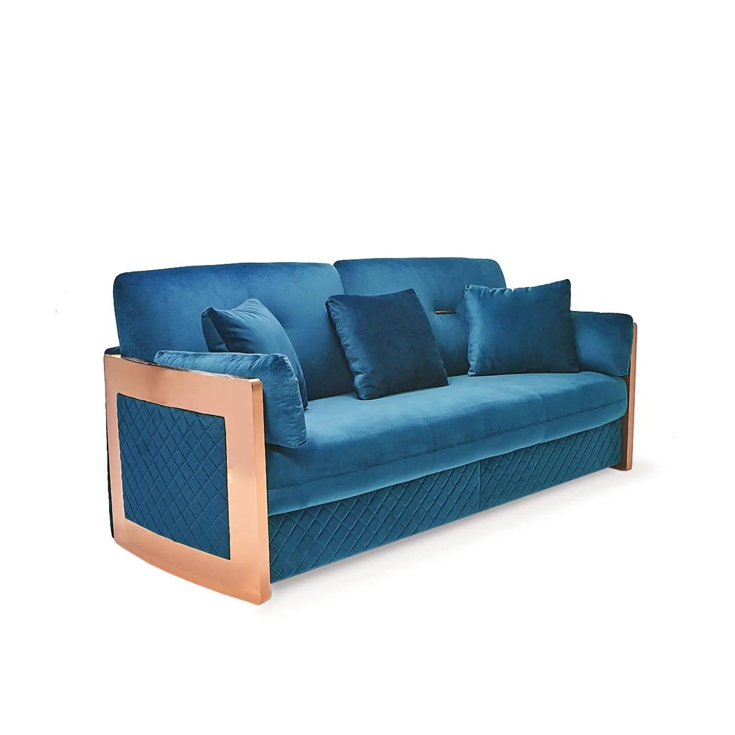 Adagio Rose Gold Luxury Sofa Set in Dark Blue