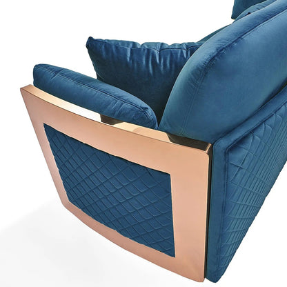 Adagio Rose Gold Luxury Sofa Set in Dark Blue
