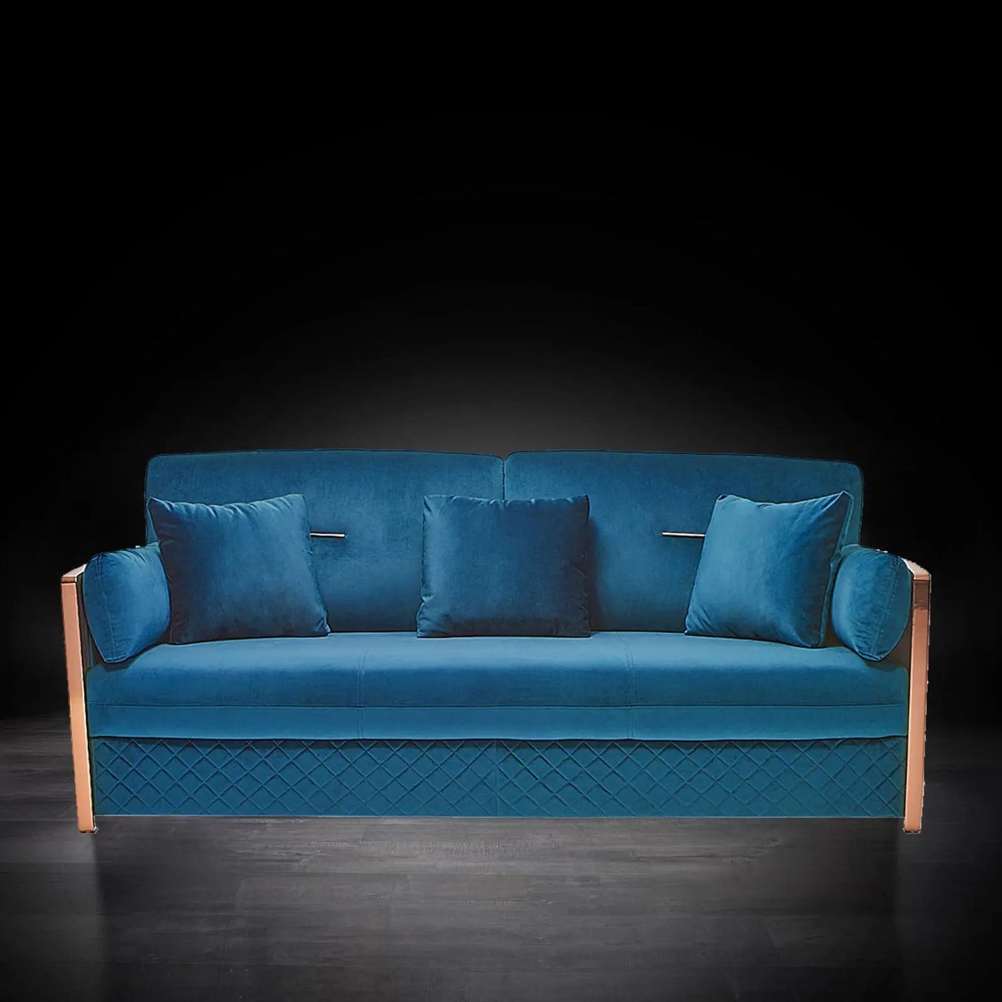 Adagio Rose Gold Luxury Sofa Set in Dark Blue