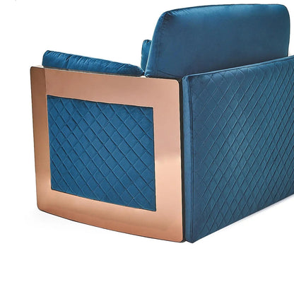 Adagio Rose Gold Luxury Sofa Set in Dark Blue