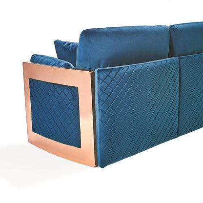 Adagio Rose Gold Luxury Sofa Set in Dark Blue