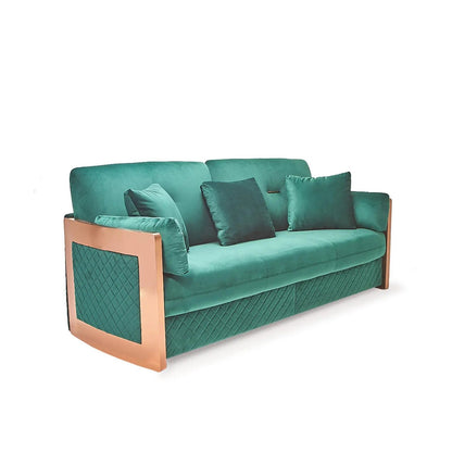 Adagio Rose Gold Luxury Sofa Set in Dark Green
