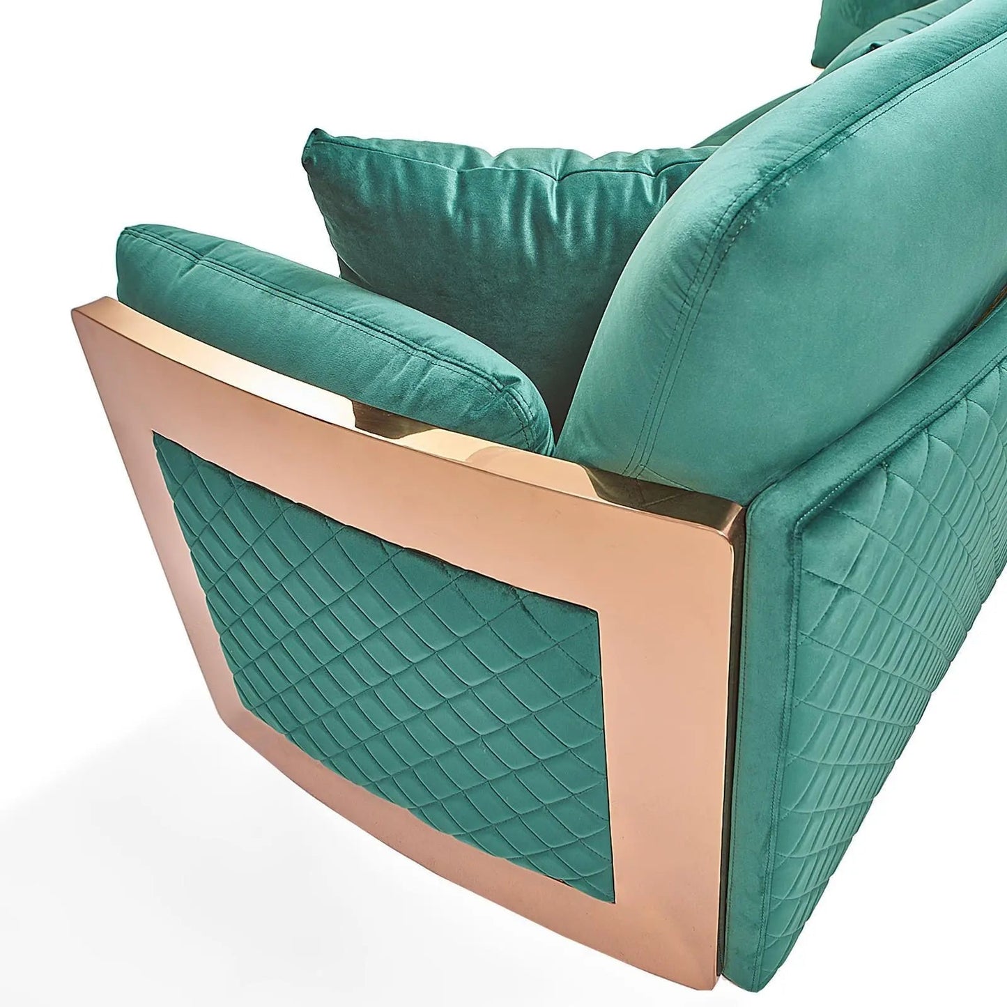 Adagio Rose Gold Luxury Sofa Set in Dark Green