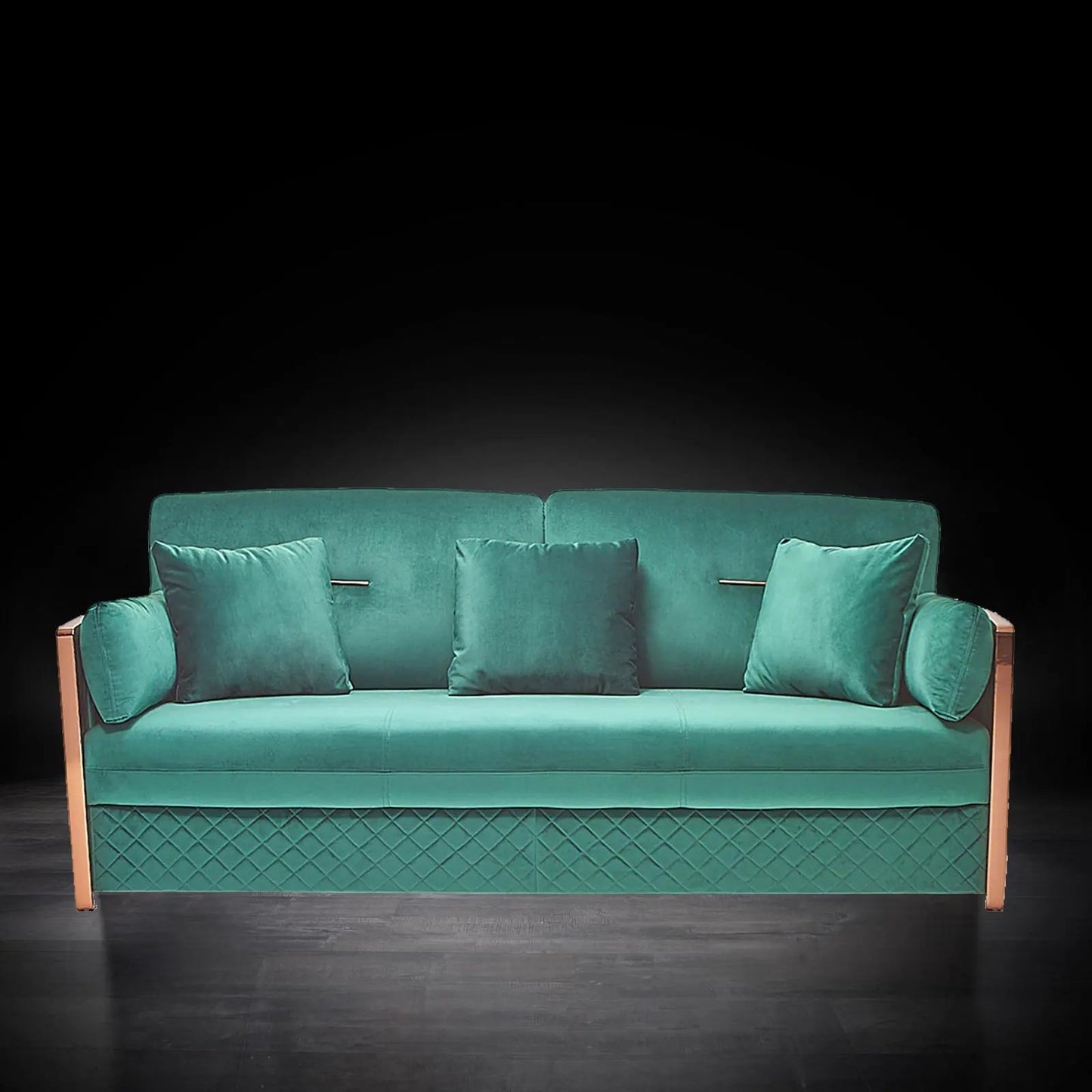 Adagio Rose Gold Luxury Sofa Set in Dark Green