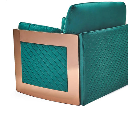 Adagio Rose Gold Luxury Sofa Set in Dark Green