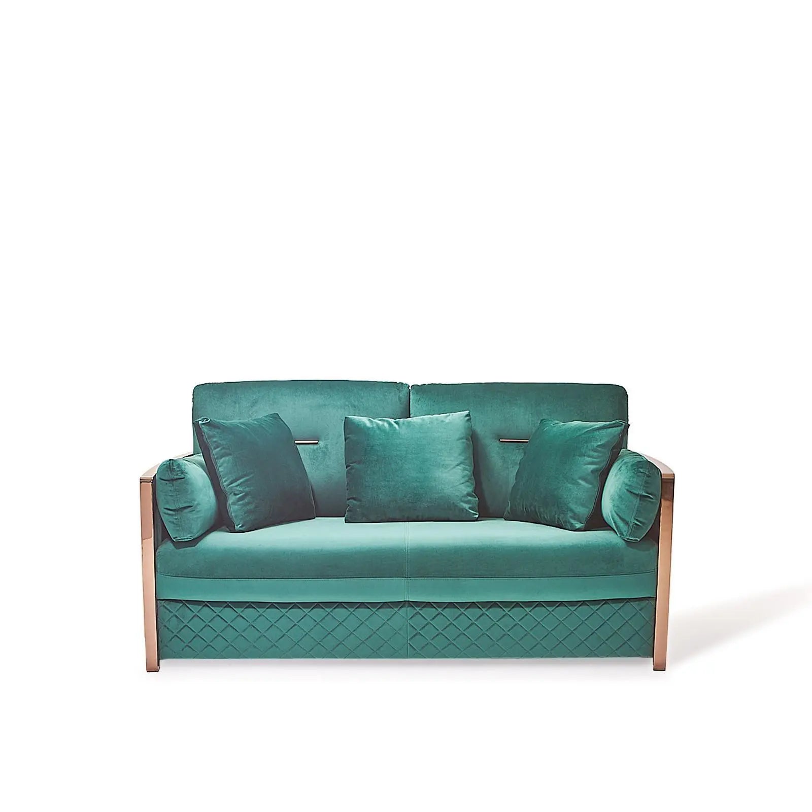 Adagio Rose Gold Polished Stainless Steel Base Dark Green Stylish Sofa Set RG