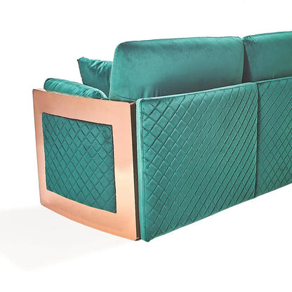 Adagio Rose Gold Luxury Sofa Set in Dark Green