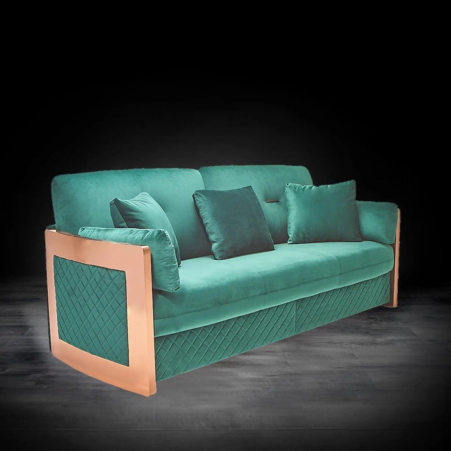 Adagio Rose Gold Luxury Sofa Set in Dark Green
