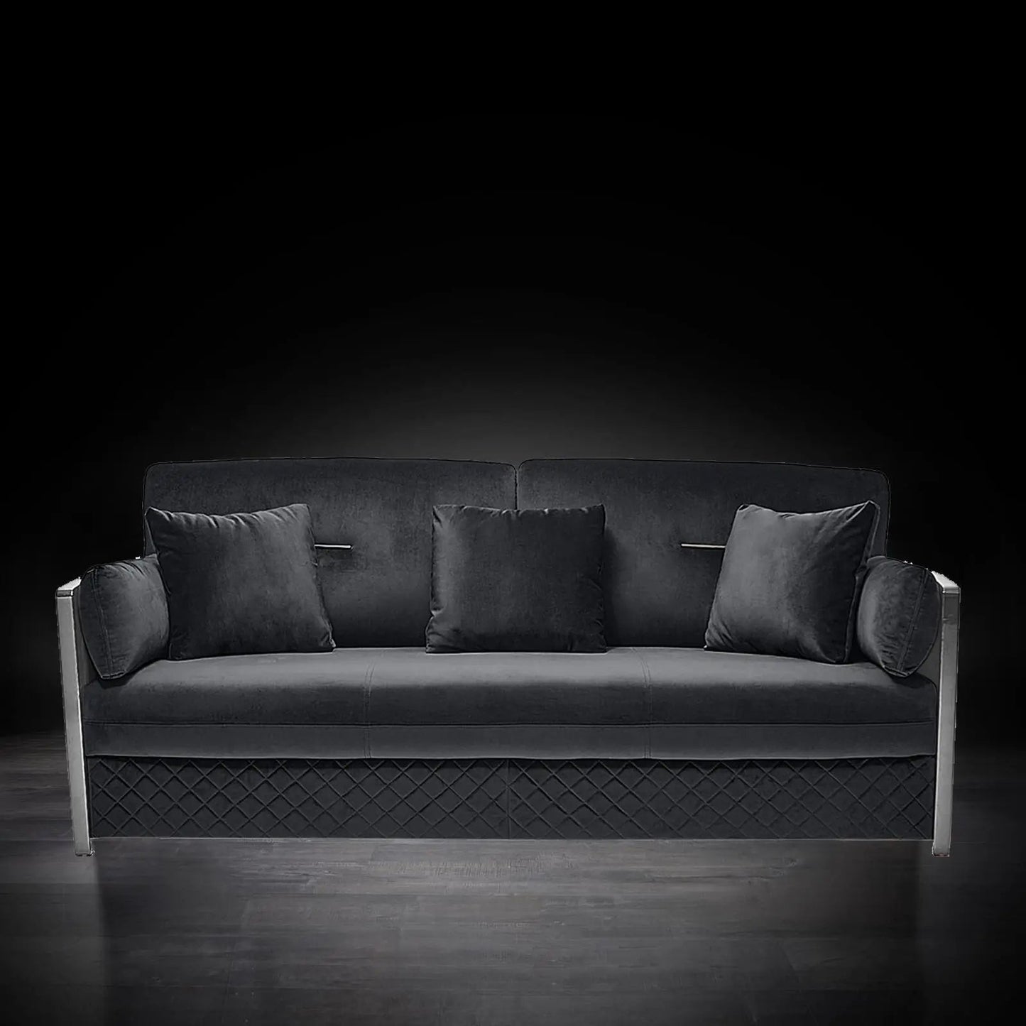 Adagio Silver Luxury Sofa Set in Black