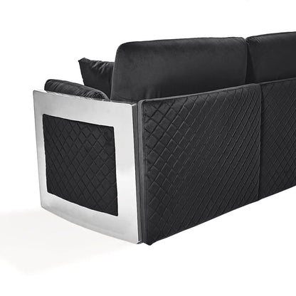 Adagio Silver Luxury Sofa Set in Black