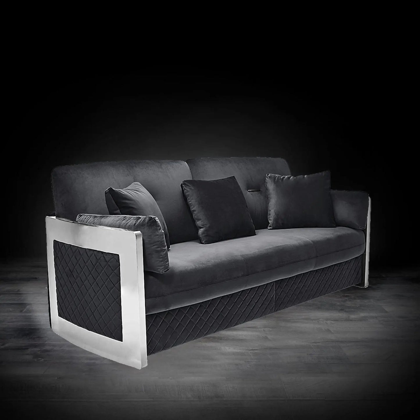 Adagio Silver Luxury Sofa Set in Black