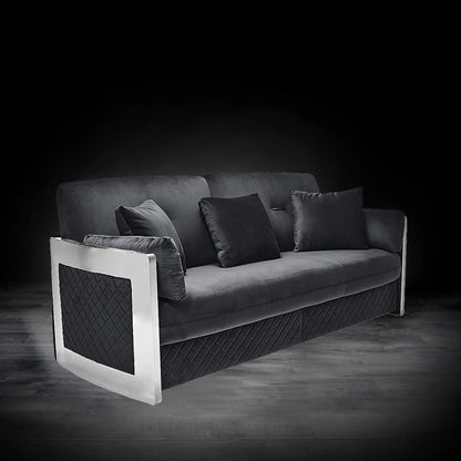 Adagio Silver Luxury Sofa Set in Black