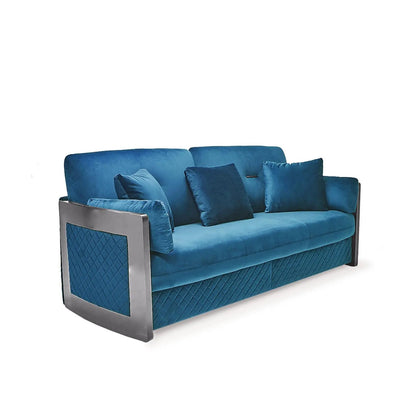 Adagio Silver Luxury Sofa Set in Dark Blue