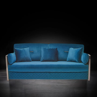 Adagio Silver Luxury Sofa Set in Dark Blue