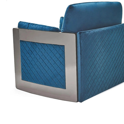 Adagio Silver Luxury Sofa Set in Dark Blue