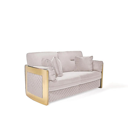 Adagio Titanium Gold Luxury Sofa Set in Beige