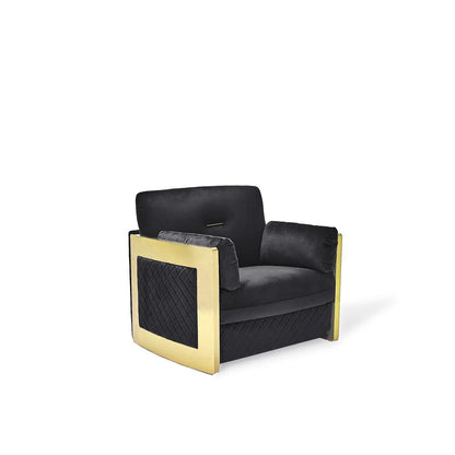 Adagio Titanium Gold Luxury Sofa Set in Black