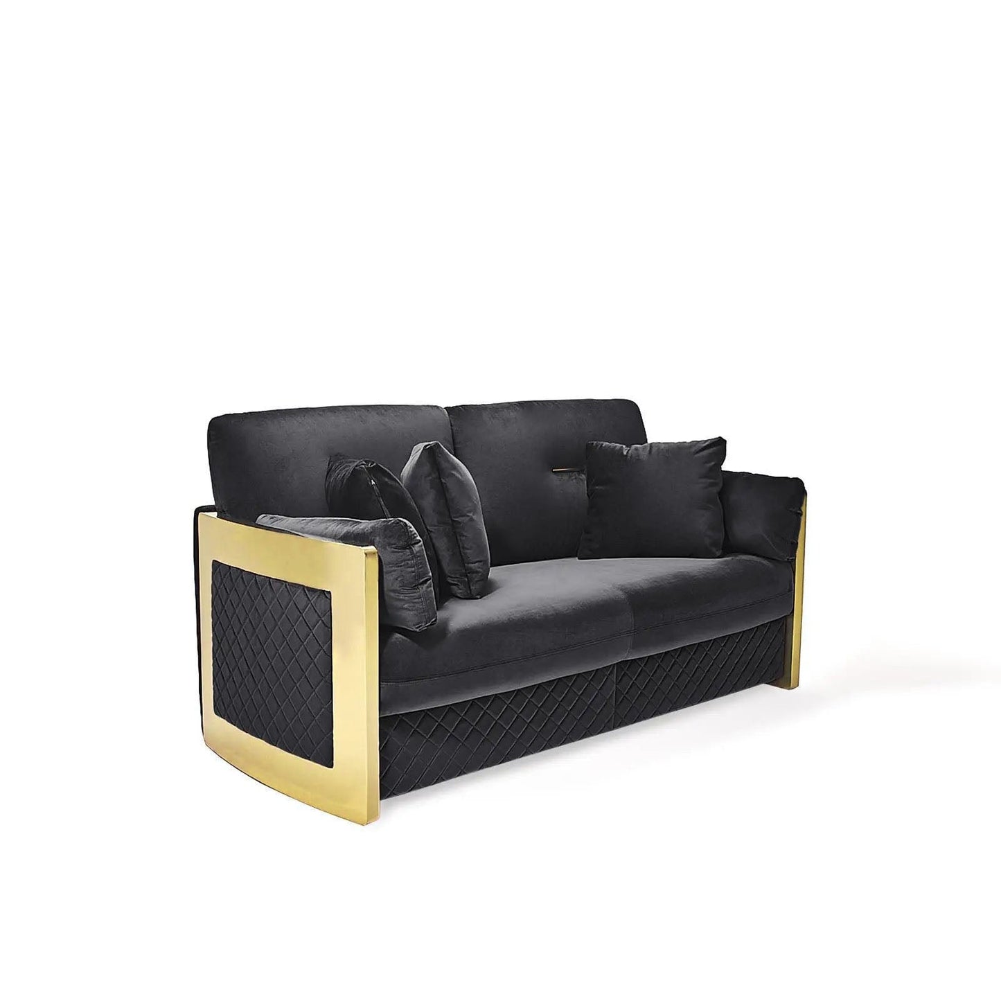 Adagio Titanium Gold Luxury Sofa Set in Black