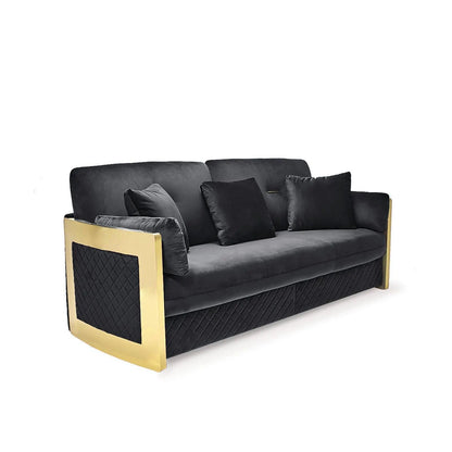 Adagio Titanium Gold Luxury Sofa Set in Black