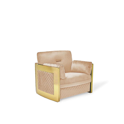 Adagio Titanium Gold Luxury Sofa Set in Dark Beige