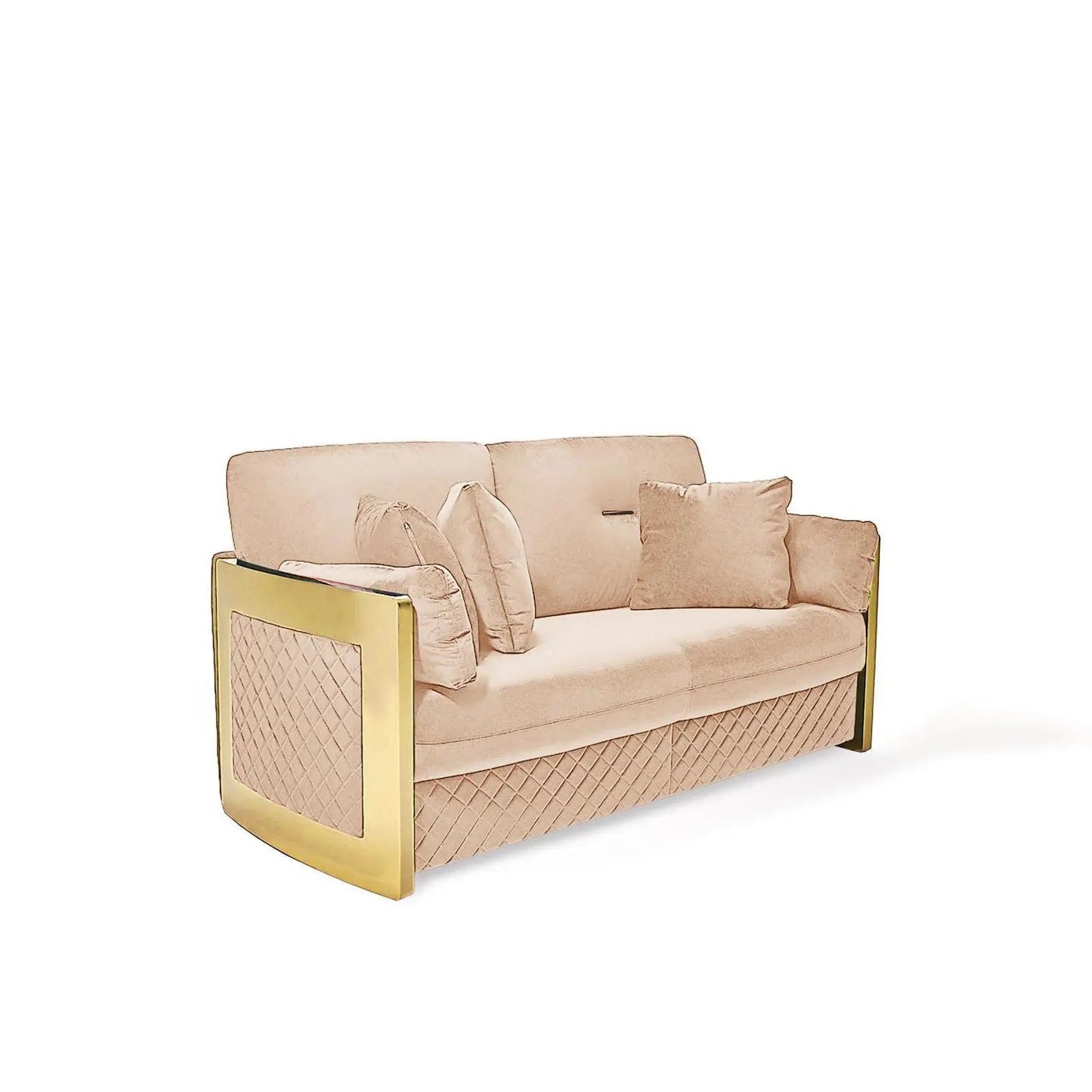 Adagio Titanium Gold Luxury Sofa Set in Dark Beige