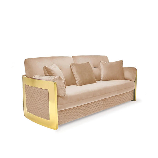 Adagio Titanium Gold Luxury Sofa Set in Dark Beige