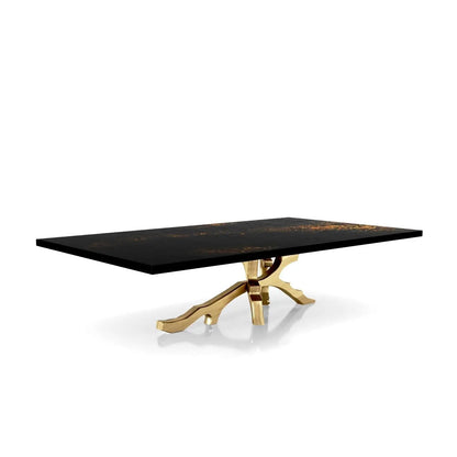 Albero Titanium Gold Brushed Stainless Steel Base Black Art Large Coffee Table