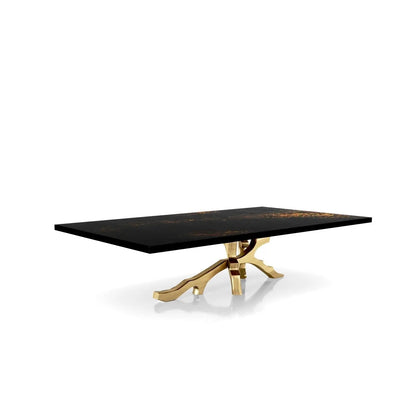 Albero Titanium Gold Brushed Stainless Steel Base Black Art Small Coffee Table