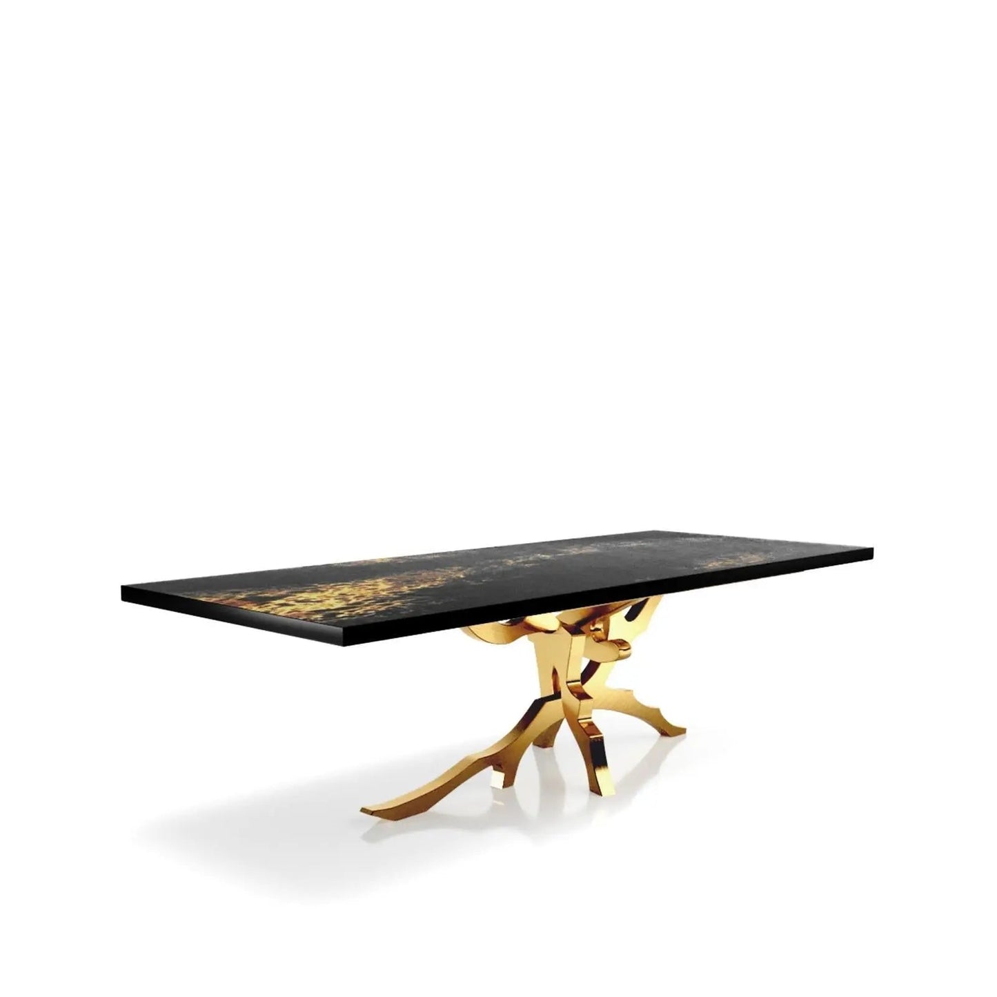 Albero Titanium Gold Brushed Stainless Steel Base Black Art Small Dining Table