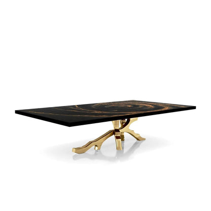 Albero Titanium Gold Brushed Stainless Steel Base Black Fiore Large Coffee Table