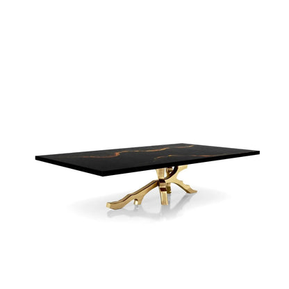 Albero Titanium Gold Brushed Stainless Steel Base Black Mountain Small Coffee Table