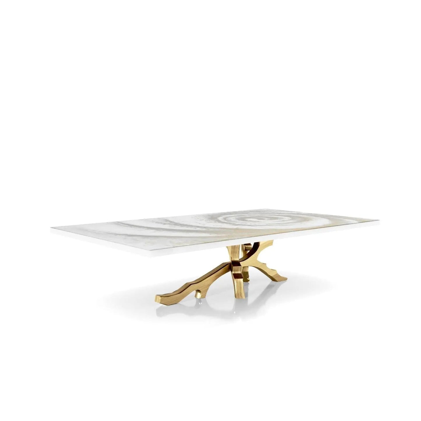 Albero Titanium Gold Brushed Stainless Steel Base White Fiore Small Coffee Table