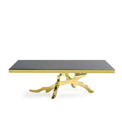 Albero Rectangular Titanium Gold Brushed Stainless Steel Base Coffee Table RG