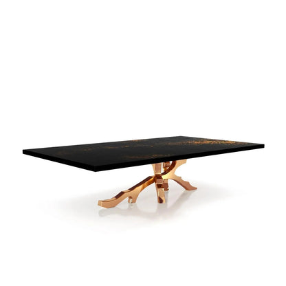 Albero Rose Gold Polished Stainless Steel Base Black Art Large Coffee Table