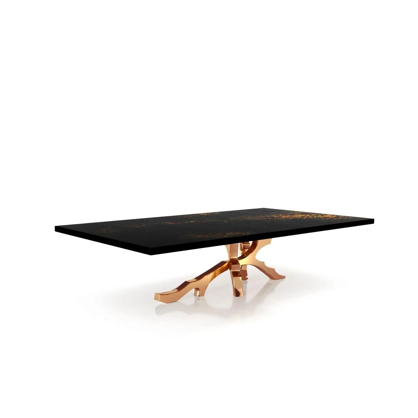 Albero Rose Gold Polished Stainless Steel Base Black Art Small Coffee Table