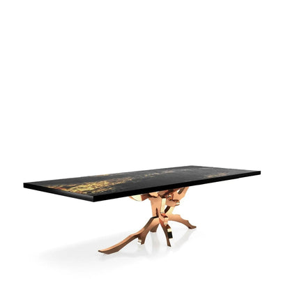 Albero Rose Gold Polished Stainless Steel Base Black Art Small Dining Table