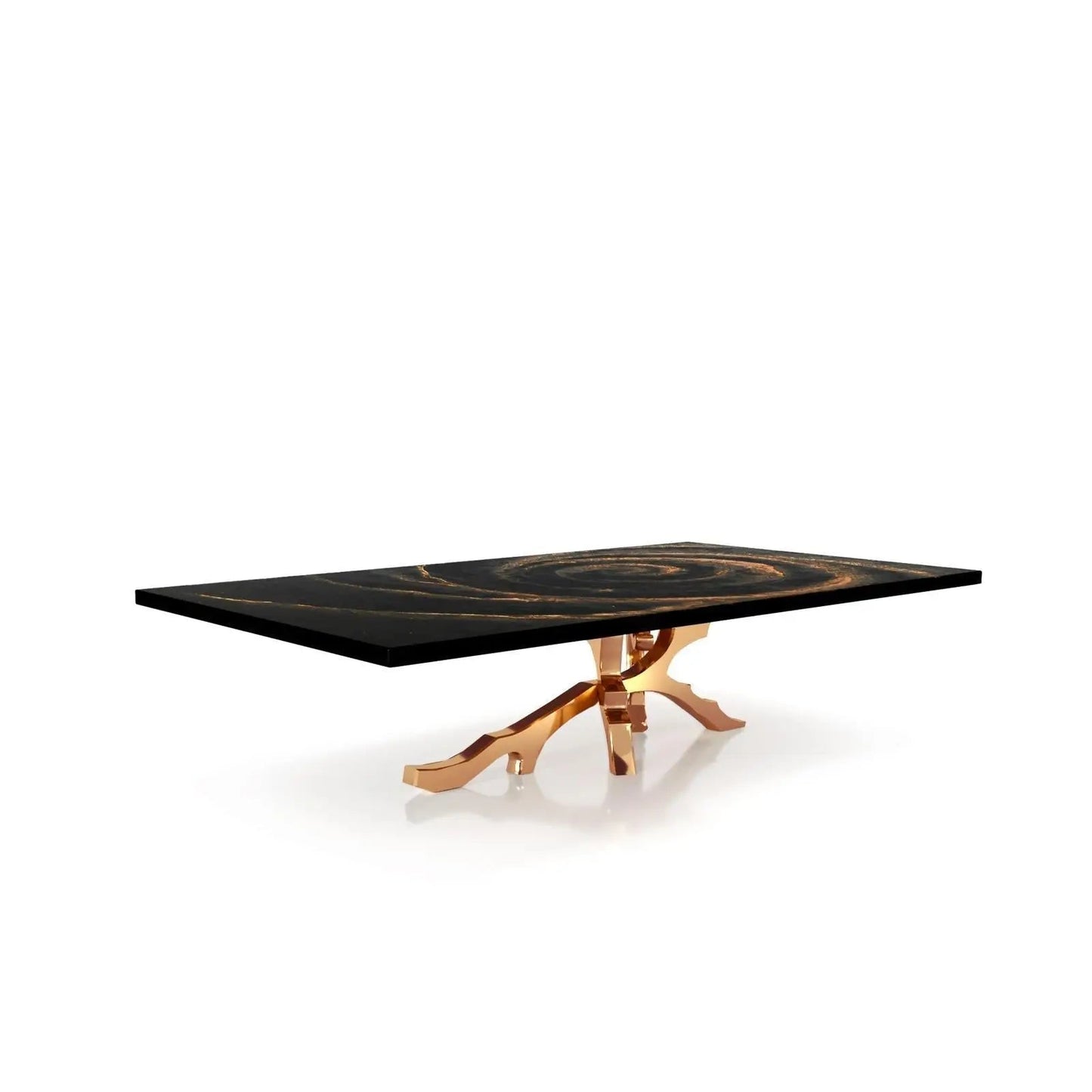 Albero Rose Gold Polished Stainless Steel Base Black Fiore Small Coffee Table