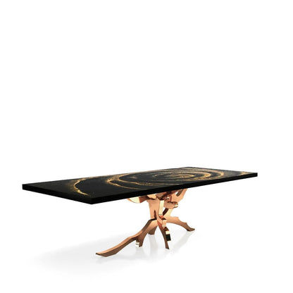 Albero Rose Gold Polished Stainless Steel Base Black Fiore Small Dining Table