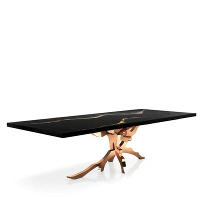 Albero Rose Gold Polished Stainless Steel Base Black Mountain Large Dining Table