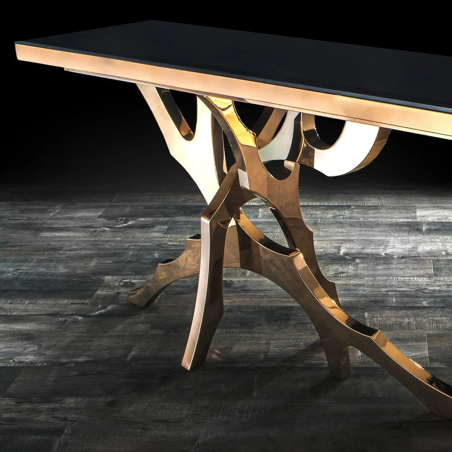 Albero Black Glass Top Console Table – Contemporary Design