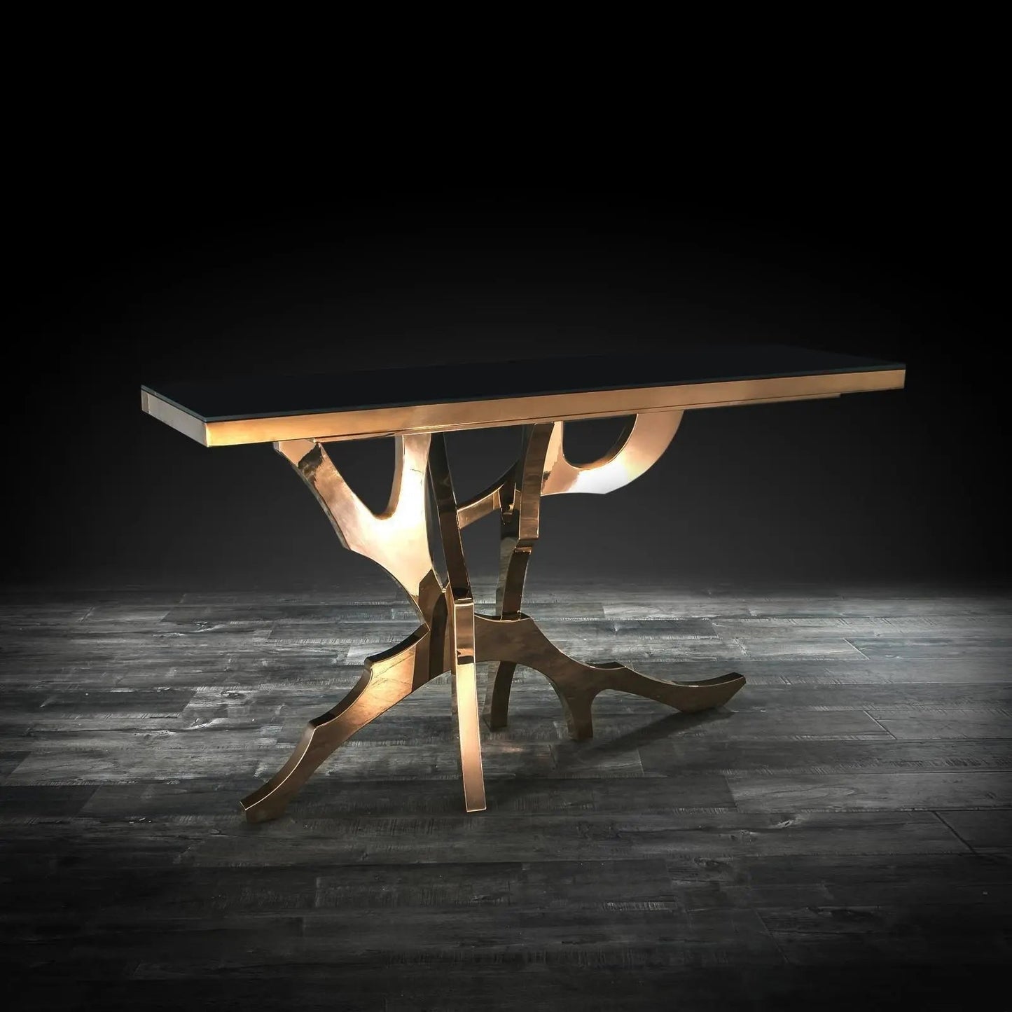 Albero Black Glass Top Console Table – Contemporary Design