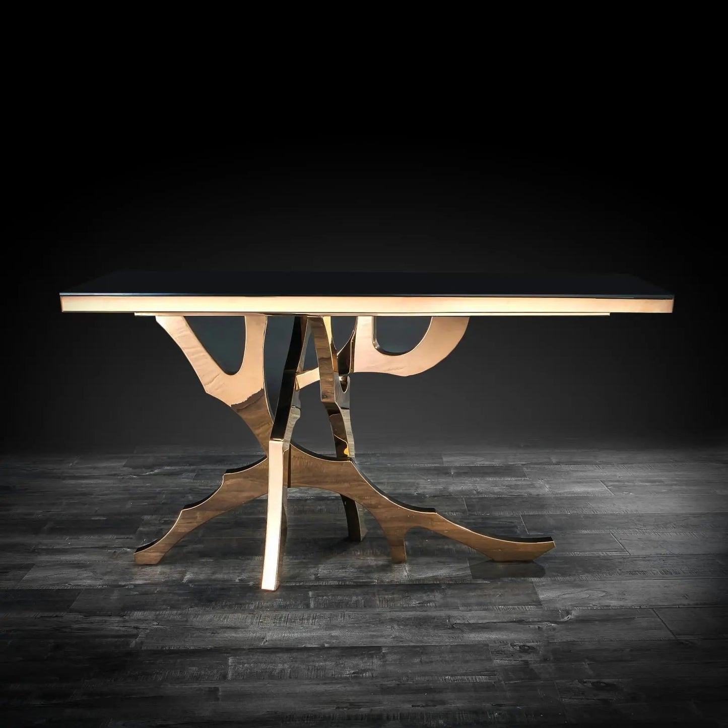 Albero Black Glass Top Console Table – Contemporary Design