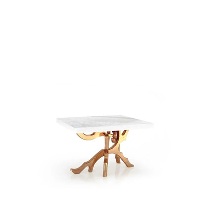 Albero Rose Gold Polished Stainless Steel Base White Art Large End Table